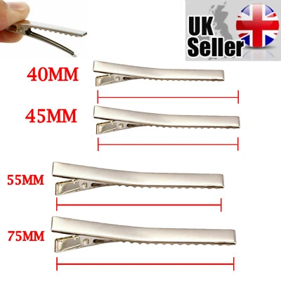 50 Silver Crocodile Alligator Bow Blank Metal Hair Clips Small Medium Large DIY