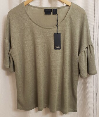 RACHEL ROY LINEN Top Shirt Blouse Olive 