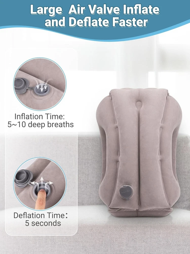 Compact Inflatable Travel Pillow with 45° Neck Support for Comfortable Journeys