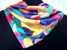 26"x26"Colorful Art Print Pure Mulberry Satin Silk 12momme Scarf 65x65cm 4-32