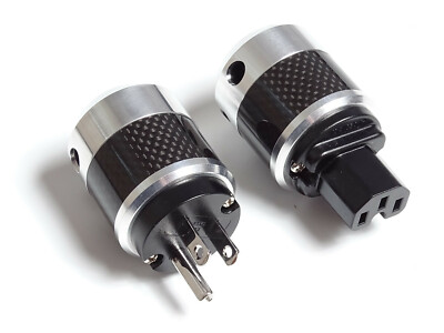 TTAF 93290/93289 Rhodium Plated NEMA Power Plug / IEC Connector Hi-Fi Audio Set
