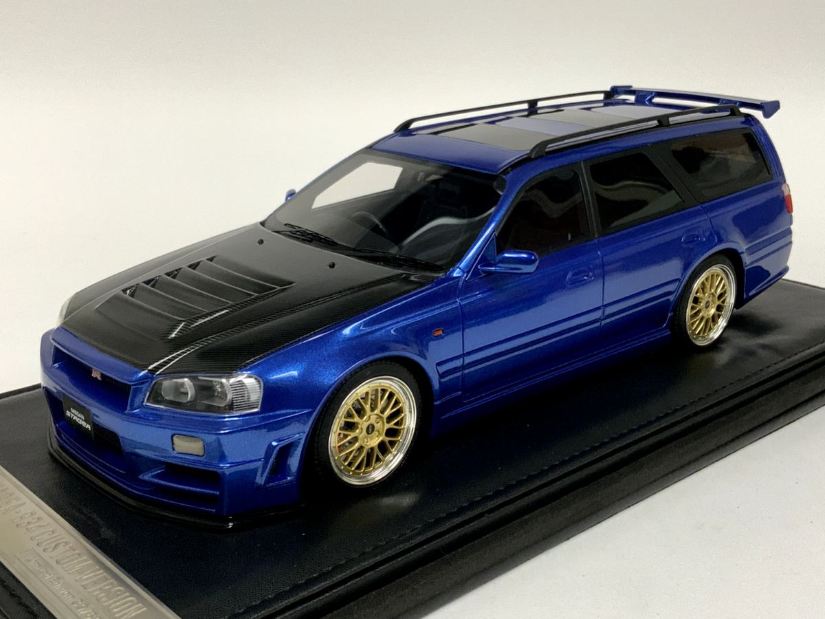 1/18 IVY Models Nissan R34 Stagea Custom Version Wagon Blue Carbon