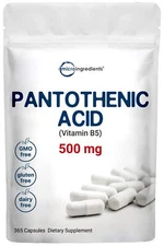 Micro Ingredients Pantothenic Acid Vitamin B5 Supplement Vitamin B5 500mg Per...