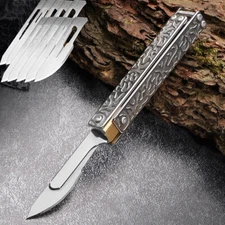 Stainless Steel Pocket Foldable Utility Knife Keychain Outdoor EDC Scalpel Blade