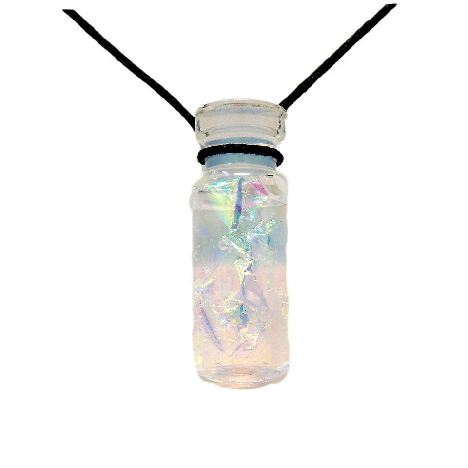 Perlmutt Anhänger  Glanzfolie, Regenbogenfarben, Modeschmuck, Glasflasche AP8 - Bild 4 von 4