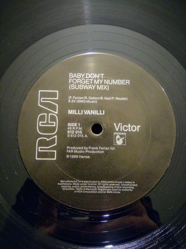 Milli Vanilli – Baby Don't Forget My Number (Subway Mix). Australian Pressing - Picture 3 of 5