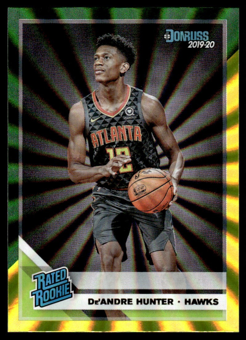 2019-20 Donruss Yellow Green Laser Holo De'Andre Hunter Rookie Atlanta Hawks