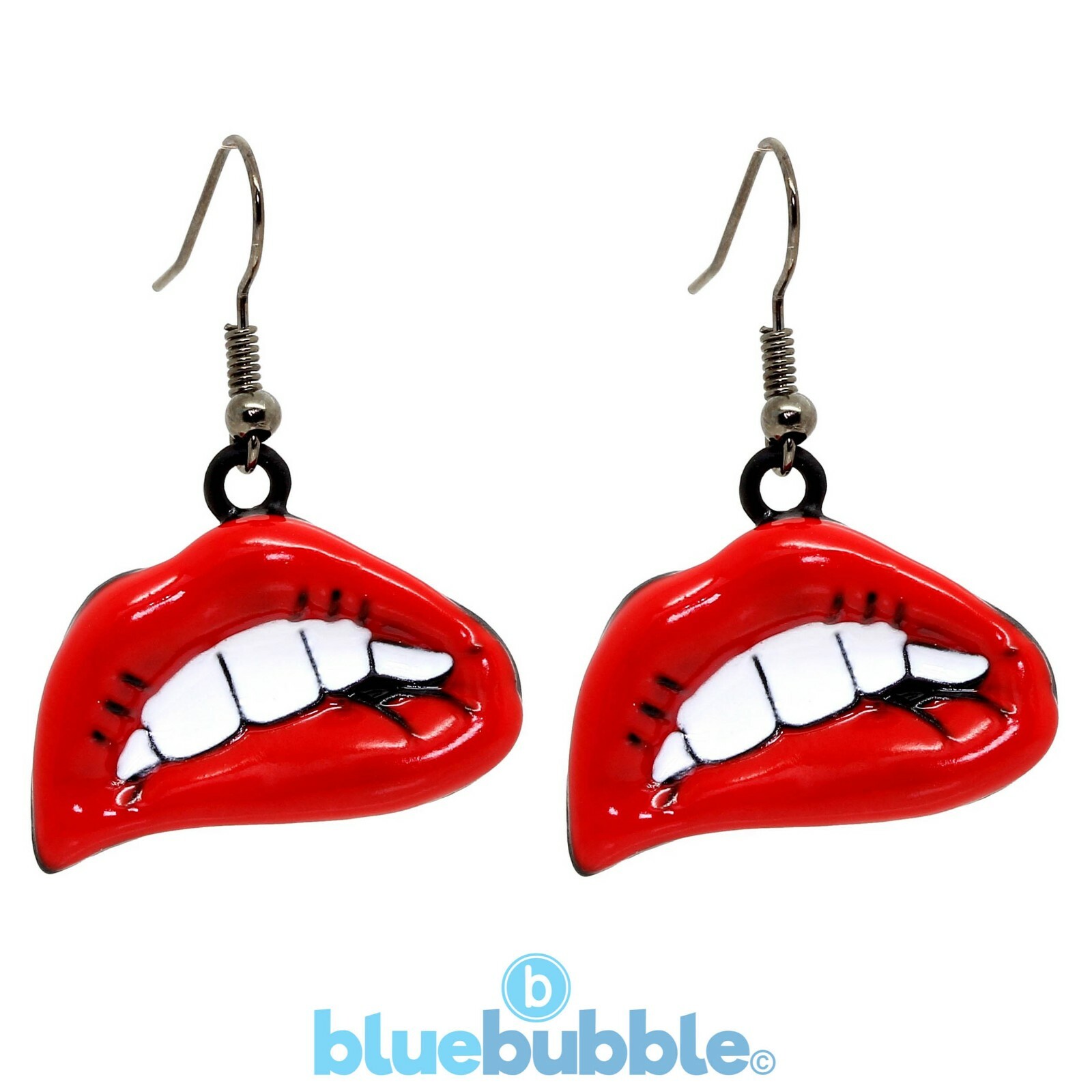bluebubble VAMPIRE KISS Earrings Punk Rock Chick Vamp Lips Goth 80s