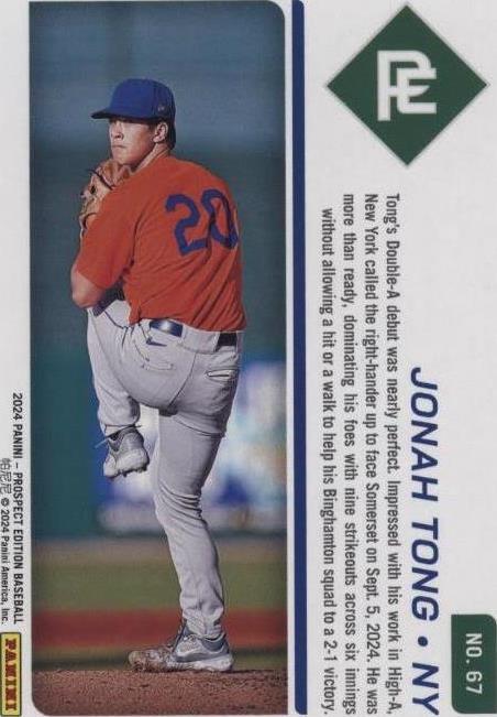 2024 Panini Prospect Edition - Jonah Tong #67 for sale | eBay