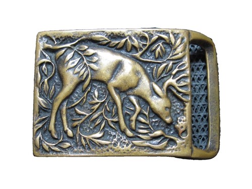 Duncan Laurie Vintage Unisex Solid Brass Modernist Belt Buckle Brass Openwork Four-arm Handmade Artist D Duncan Laurie  main image 4