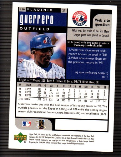 Vladimir Guerrero ⚾ Collection MLB AU CHOIX 1996 - 1999 EXPOSITIONS DE MONTRÉAL ⚾ SÉNATEUR - Photo 185 sur 203