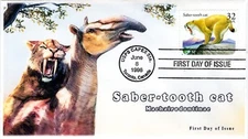 AO-3080, 1996, Prehistoric Animals, Add On Cachet , First Day Cover, Saber-tooth