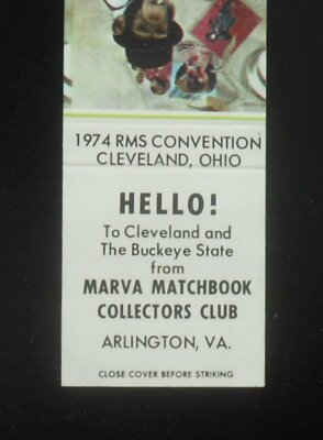 1974 Dressed Smoking Chimp Billiards Marva Matchbook Collector Club Arlington VA