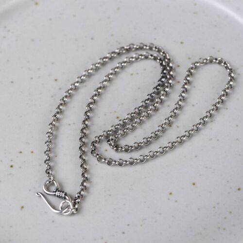 Pure S925 Sterling Silver Necklace Women's 3mm Rolo Chain Circle Link 16-32inchL - Picture 1 of 6