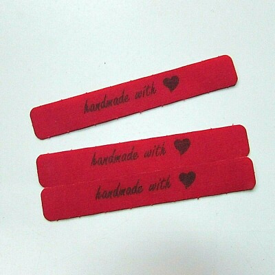 50 x '' handmade with    ''  Label   ROT  nähen handarbeiten
