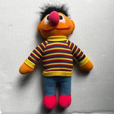 Sesame Street Playskool Vintage 90's Ernie Toy Plush Stuffed 11 Tall