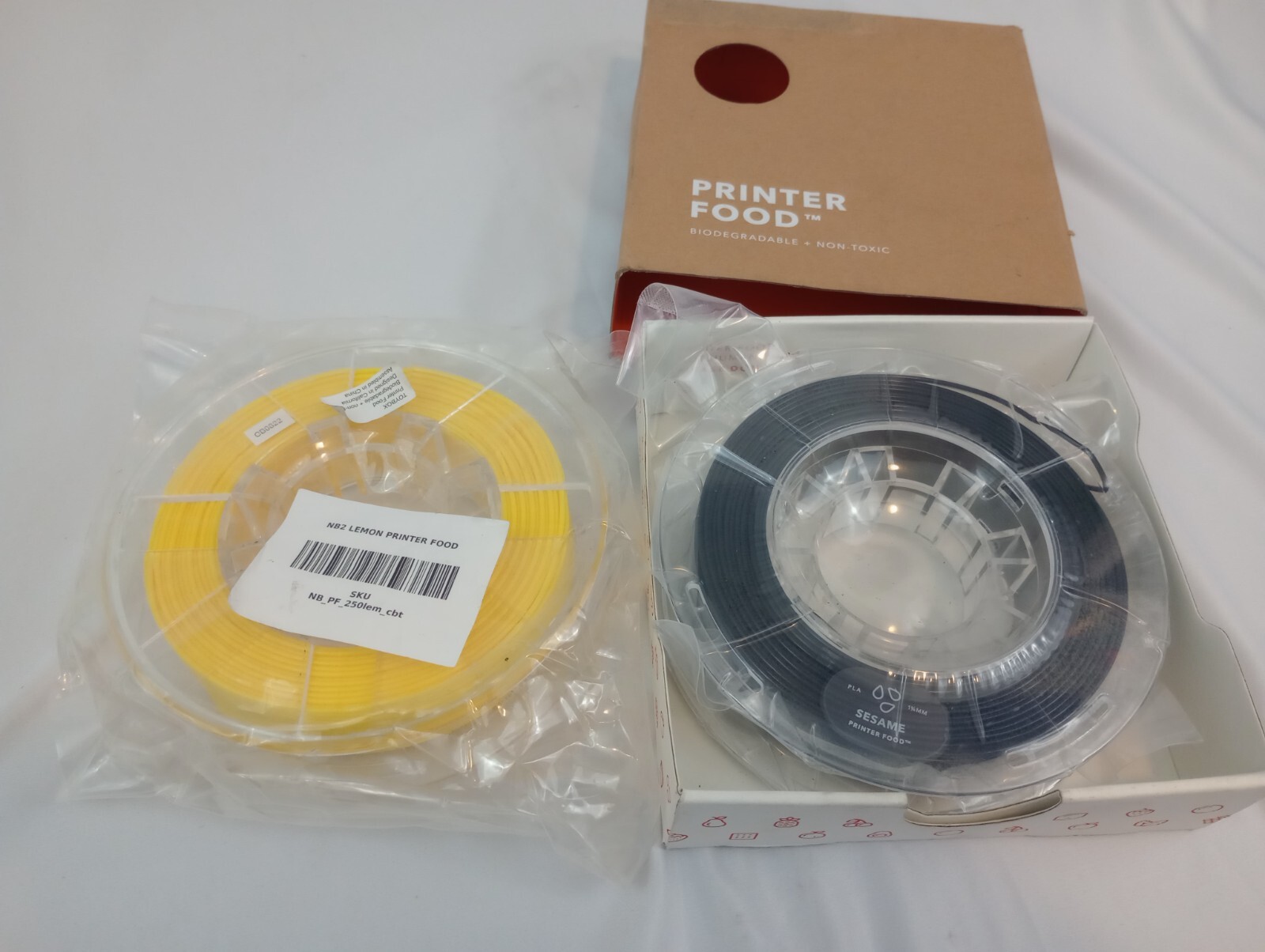 Printer Food Sesame Black and Lemon Yellow 1 3/4 mm 3D Printer Filament-image