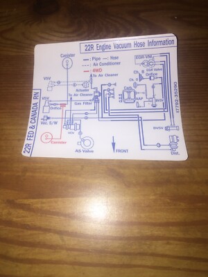 1983 Toyota Pickup Truck Hilux Vacuum Diagram Decal Repro 22r Federal Amp Canada Ebay