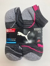 10 Pair Puma No Show Sock Women's Shoe Size 5-9.5 Cool Max Moisture Wicking Dark