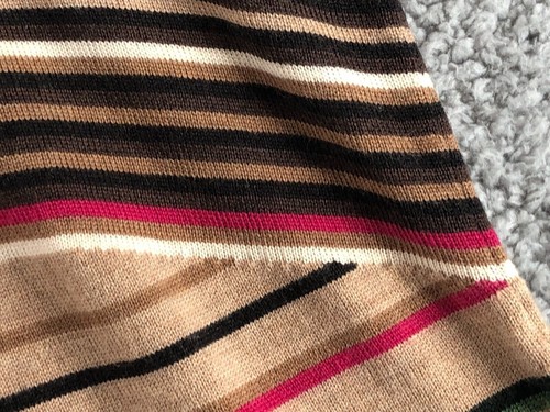 ESCADA Sport Womens Turtleneck Medium Wool Striped Brown Green Red Short Sleeve - Picture 15 of 16
