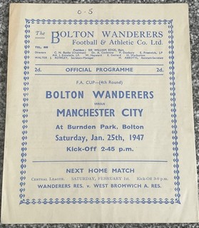 Bolton Wanderers v Manchester City (FA Cup 4th Rd) 1946/47