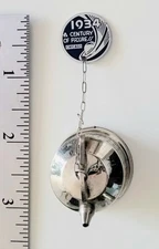 1933 Chicago Century of Progress Worlds Fair 1934 Teapot Tea Strainer w/ Fob!
