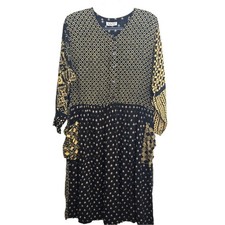 Vintage We Be Bop Midi Dress Lagenlook Art to Wear Rayon Mixed Pattern S