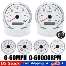 6 Gauge Set 85mm GPS Speedometer 0-60MPH Tacho/Fuel/Oil/Temp/Volt For Car Boat