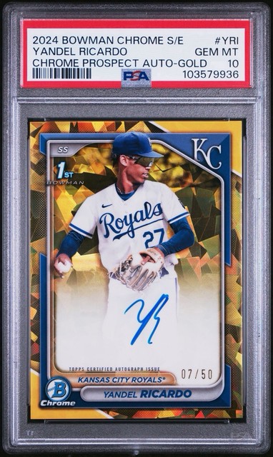 2024 Bowman Chrome Sapphire Yandel Ricardo Gold Auto #7/50 PSA 10 Top Prospect