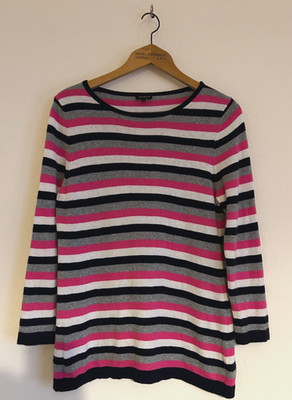 Jaeger Pullover Gr. Medium Streifen Langarm 4% Angora 4% Kaschmir 18% Wolle sehr guter Zustand