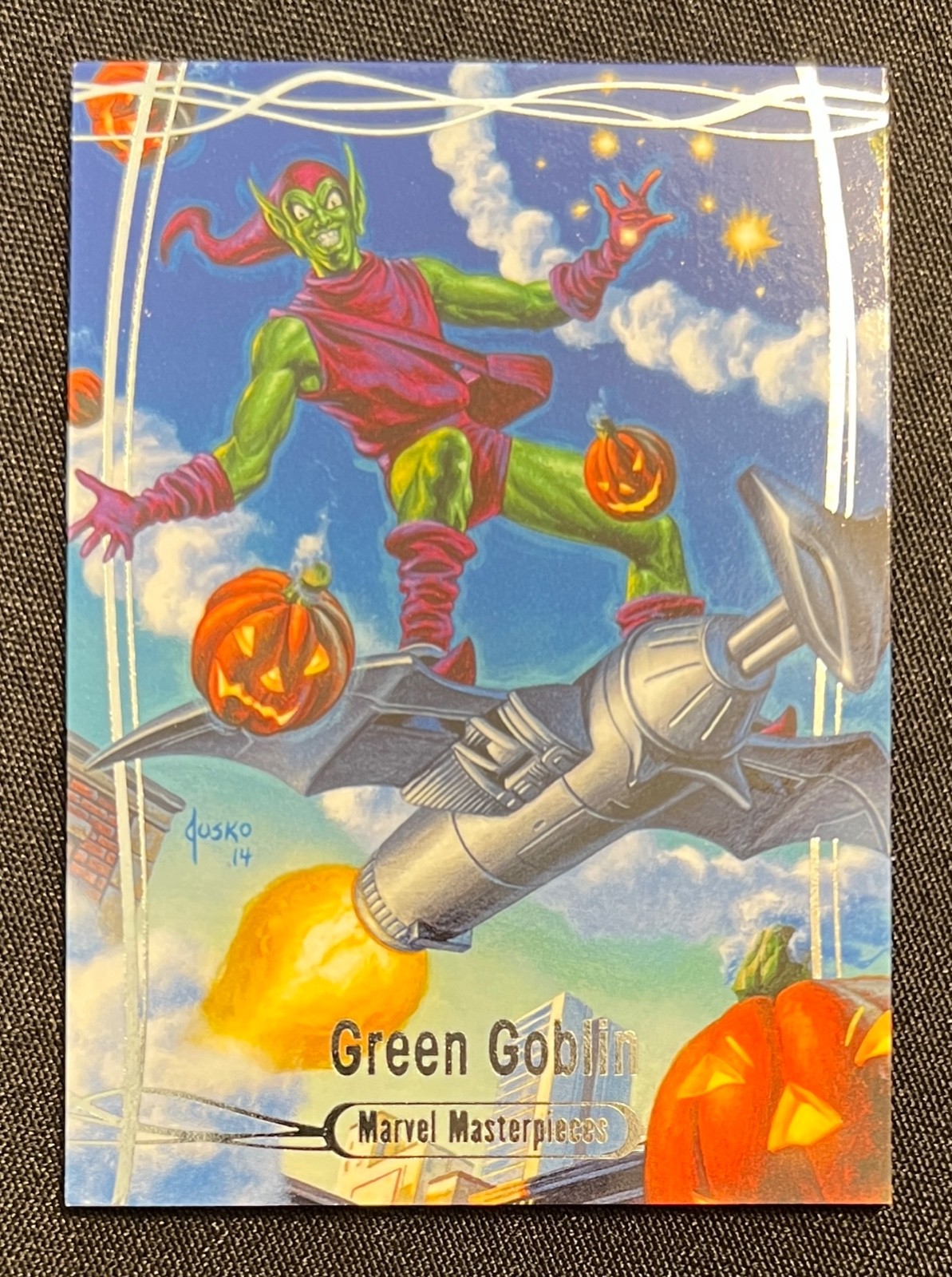 2016 Marvel Masterpieces #77 GREEN GOBLIN Tier 3 Base Card /999 Silver Border