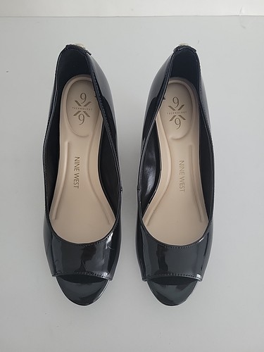Nine West Cape Size 6.5M Wedge Pump Black Man Made Upper New - Picture 7 of 19