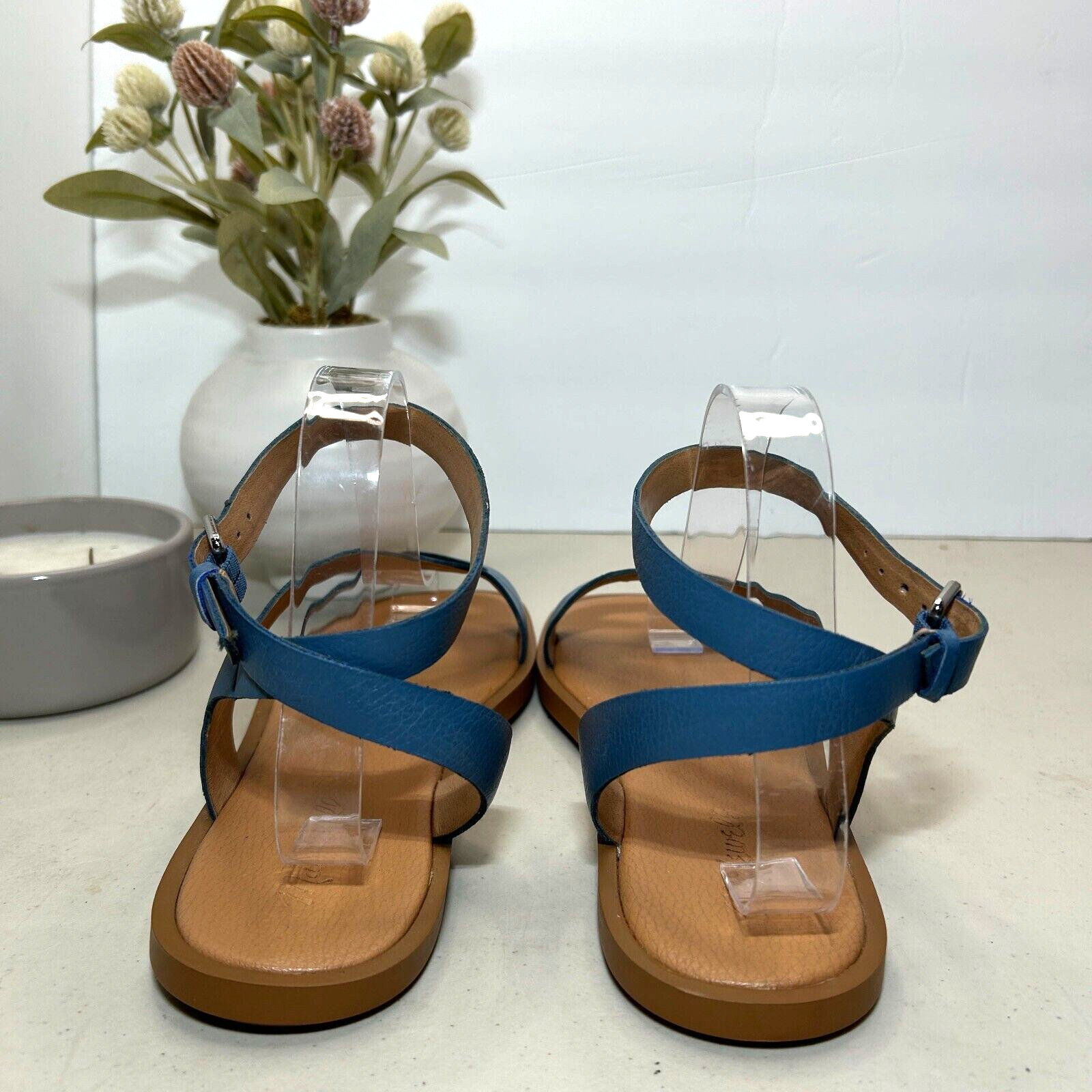 SAOLA Madewell The Mabel sandalo con cinturino asimmetrico blu donna 9 5 nuovo senza scatola NL857 suola imbottita