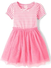 Gymboree Girls Size 2T Pink Striped Fit And Flair Tulle Tutu Dress New