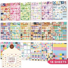 Planner Stickers, 18 Sheets Monthly Calendar Sticker Pack, Inspirational Moti...