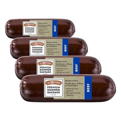 Handcrafted Summer Sausage - High Protein, Low Carb, Hardwood Smoked (Pack of 4)