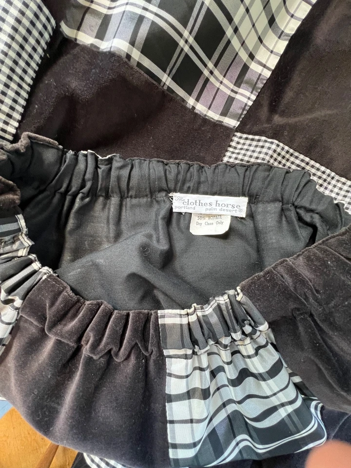 Falda Vintage 'Clothes Horse' Años 60 70 Formal Algodón Terciopelo Cuadros Maxi Boho Foto 4 de 4