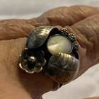 Vintage Native American Navajo Sterling Silver Mother Of Pearl Ring Size 7