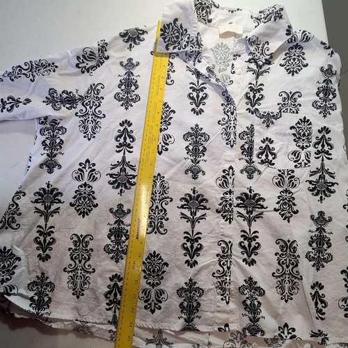 HOPE Designer B&W Damask Pattern Oversize Button Shirt Blouse Women's M 2685 - Picture 6 of 12