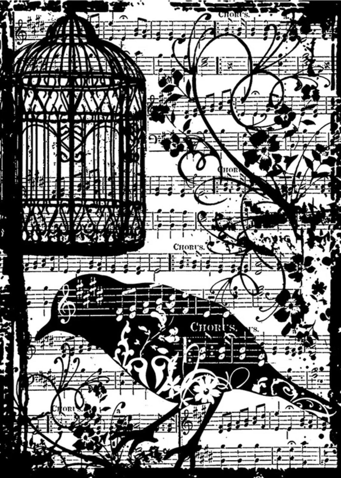 Stampers Anonymous Tim Holtz Birdsong Components Cling Rubber Stamp COM033