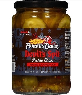 (3 pack) Famous Dave's Devil's Spit Pickle Chips 24 fl. oz. Jar