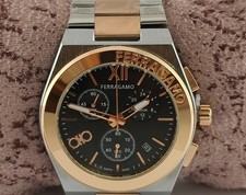 Orologio da Polso Uomo Ferragamo Quarzo Cronografo Quadrante Nero "Data" "Stay Punctual"