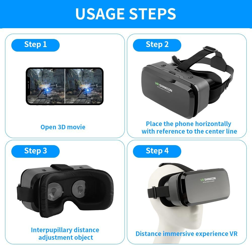 VR Headsets Virtual Reality Headsets for Phone Cell Phone 3D Glasses Helmets VR 