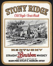 Vintage label STONY RIDGE Bourbon Whiskey large size Meadowlawn Kentucky n-mint+