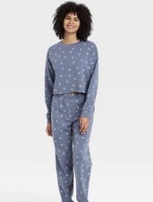 Colsie Women s Floral Print Lounge Sweatshirt Blue XL NEW