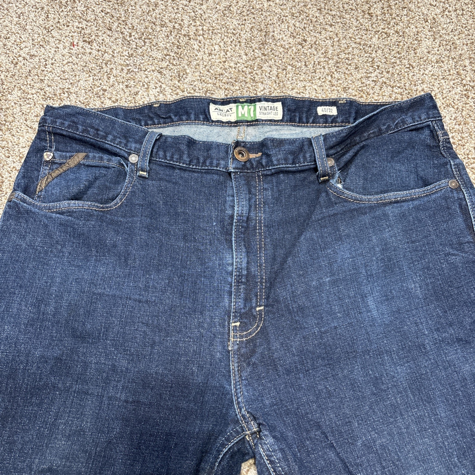 Ariat Legacy M1 Vintage Straight Leg Jeans Mens 40/32 Fits 39x32 Dark Denim - View 2