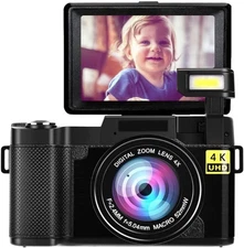 Digital Camera 4K  48MP 16X Autofocus Digital Zoom Photo Camera  3 Inch 180°