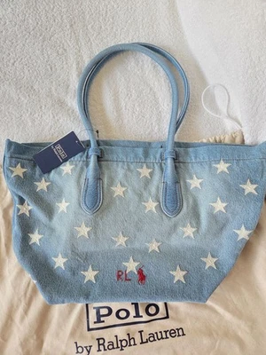 NEU! Polo Ralph Lauren Flag Denim Tote Shopping Bag Tasche Shopper blau, NP 700€ - Bild 1 von 4