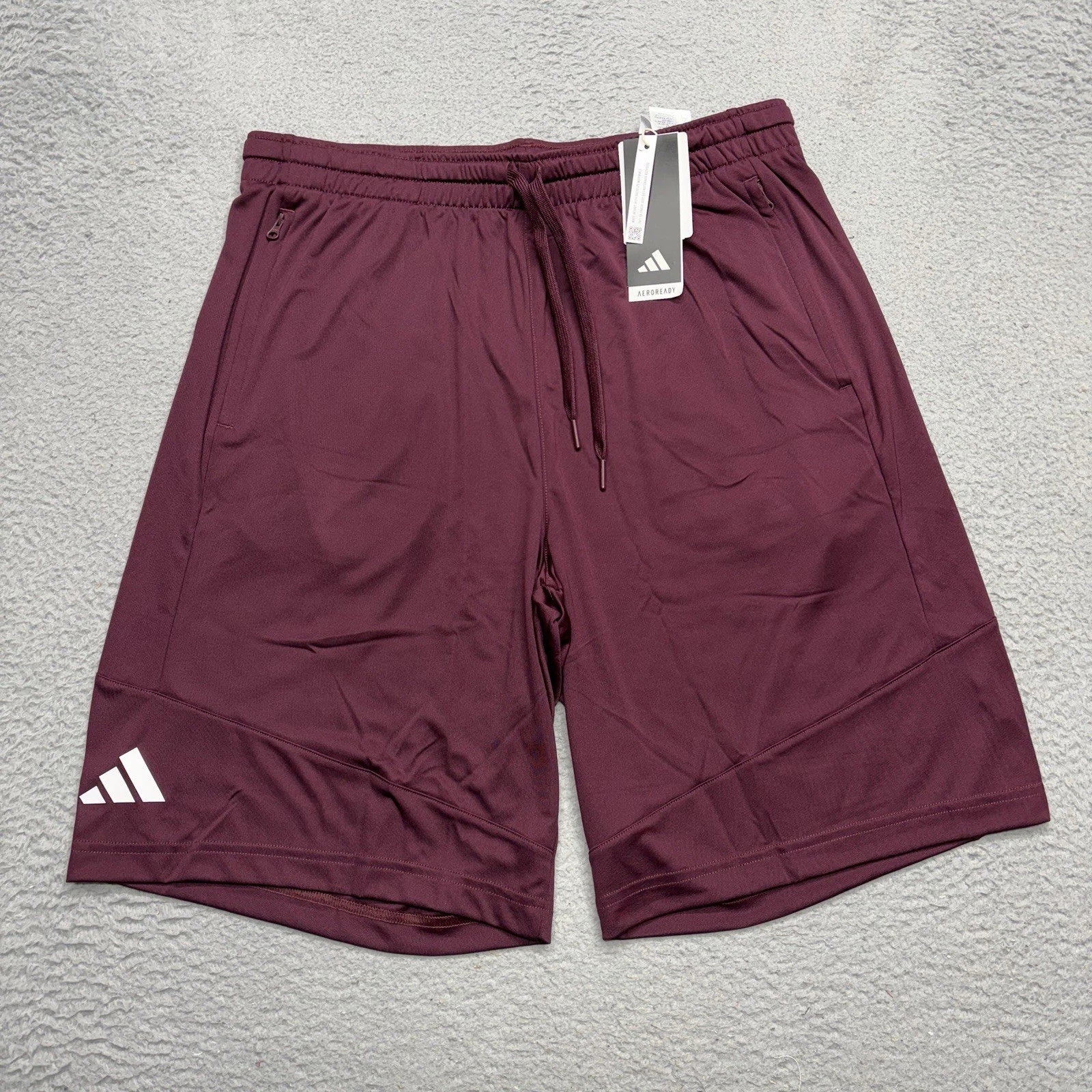 Adidas Program 9" Shorts Men's Size XL Maroon White Aeroready Running Gym HS1368