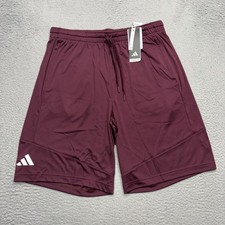 Adidas Program 9" Shorts Men's Large Maroon White Aeroready Running Gym HS1368